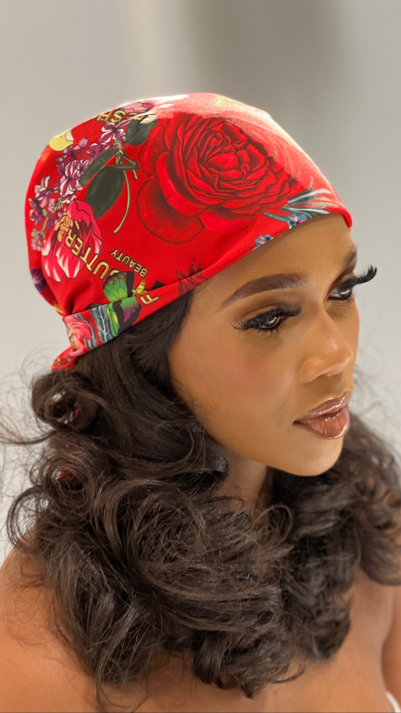 RED AUGUST Large Satin Scarf