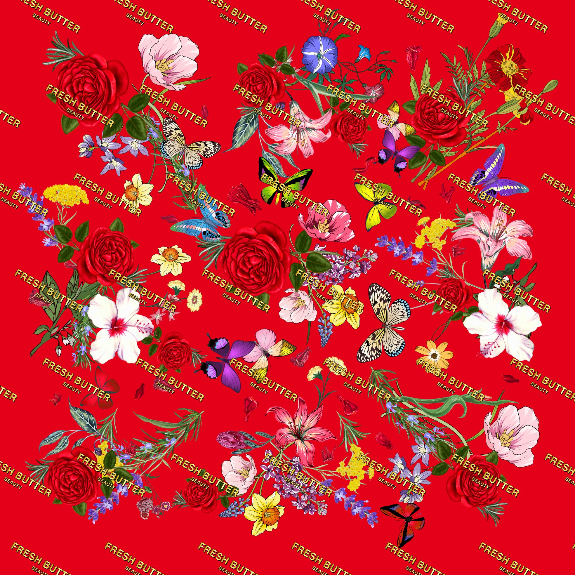 RED AUGUST Large Satin Scarf