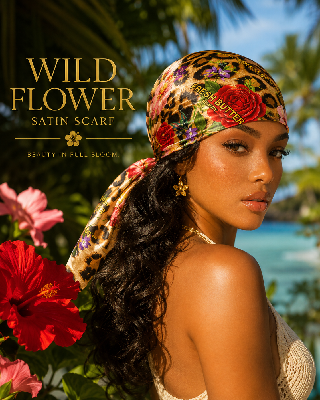 Wild Flower Satin Scarf