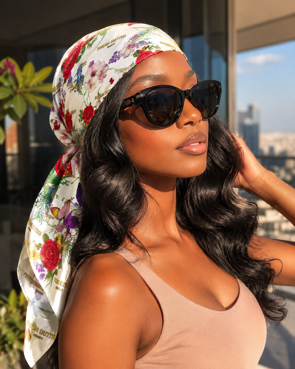Bloom Effect Satin XL Scarf