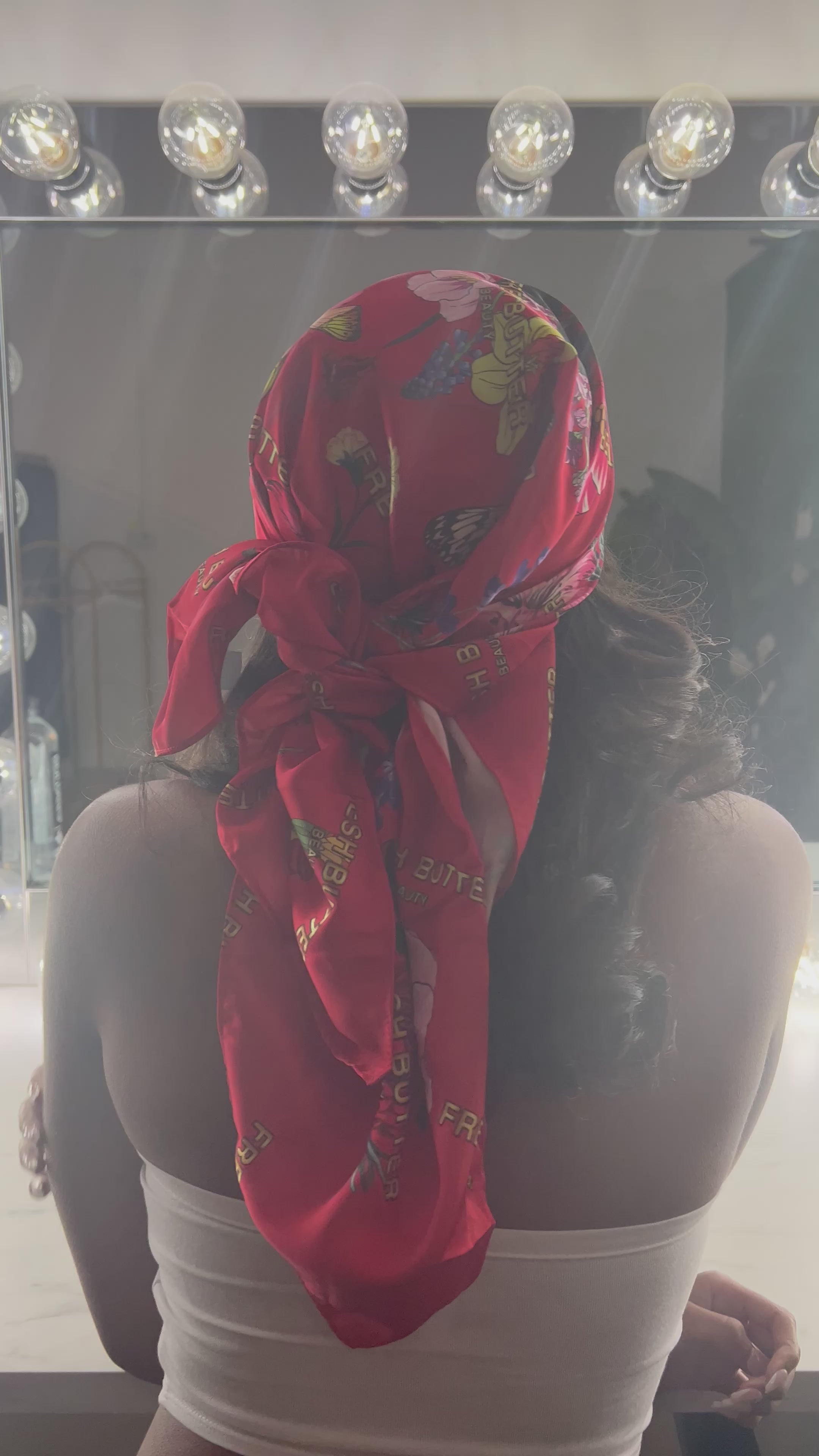 RED AUGUST Large Satin Scarf